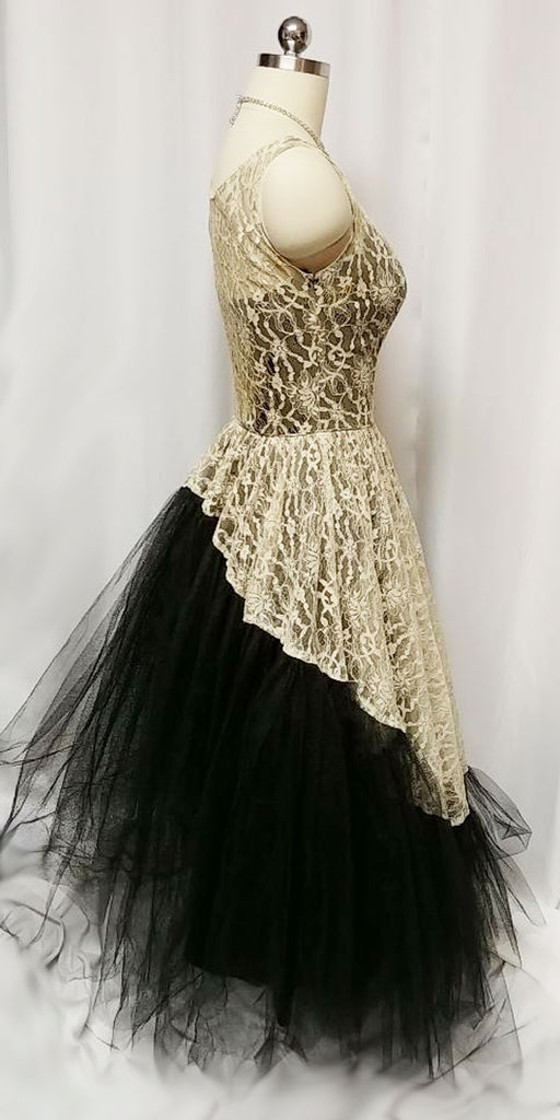 Black Handwork Designer Gown in Net with Cape Sleeves